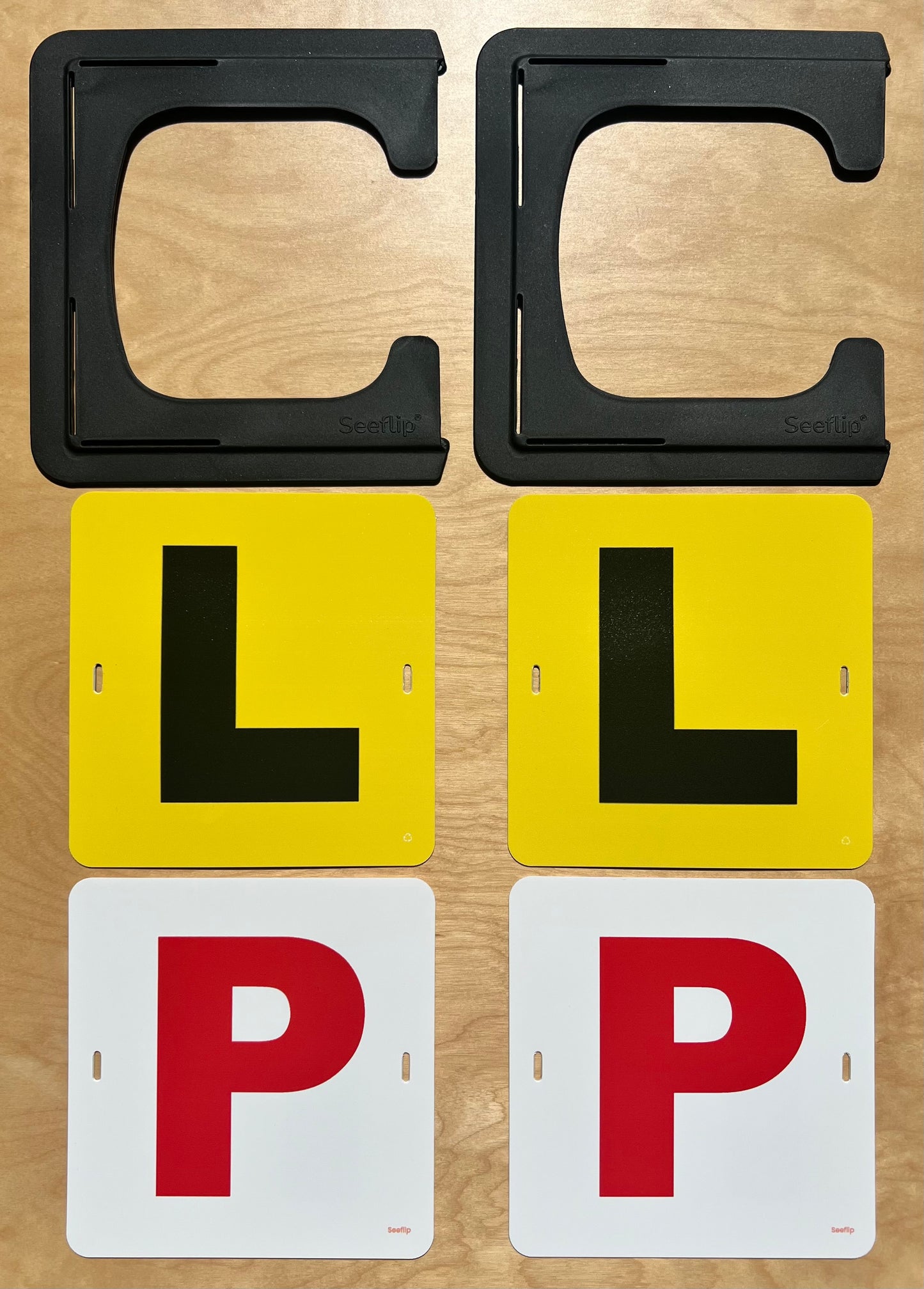 Two Seeflip Sleeves, two reversible L plates and two reversible p plates (QLD/SA/TAS)