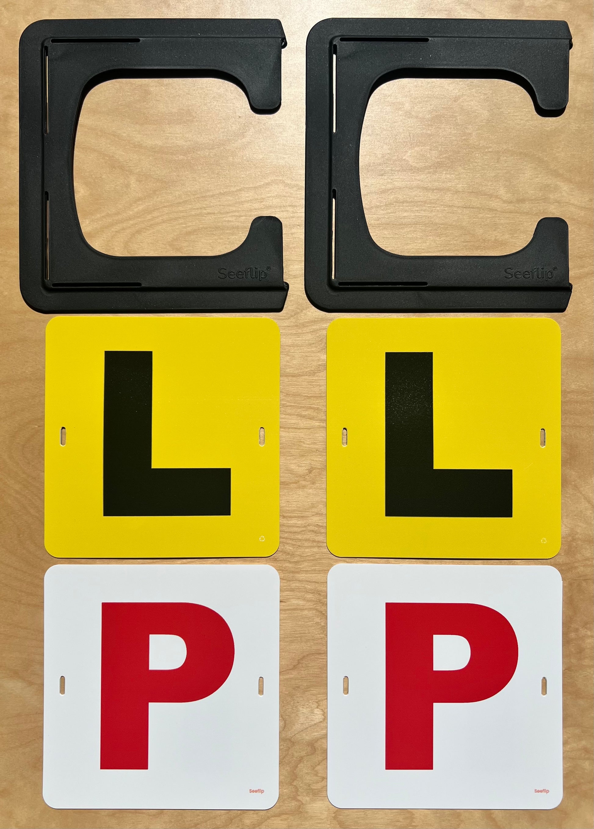 Two Seeflip Sleeves, two reversible L plates and two reversible p plates (QLD/SA/TAS)